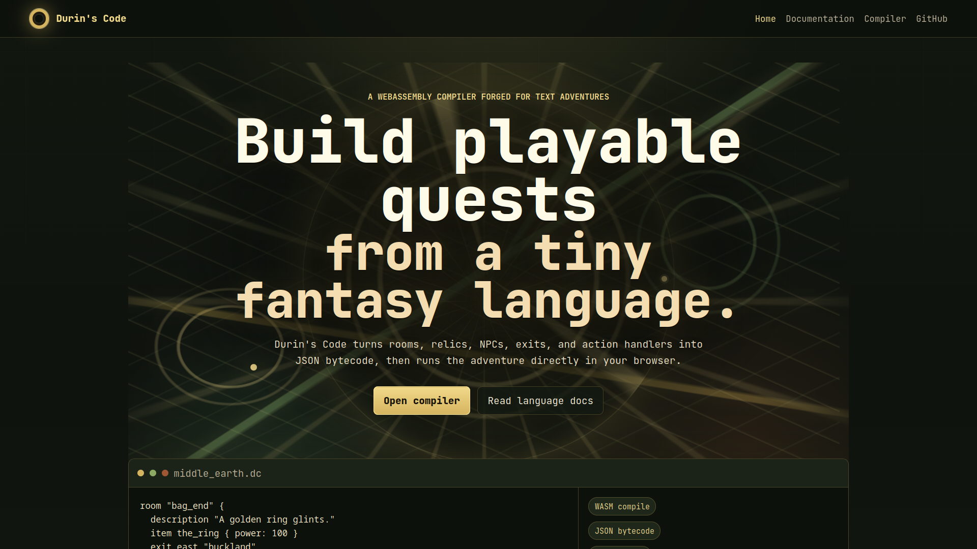 Durin's Code interface